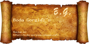 Boda Gorgiás névjegykártya
